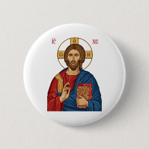 Badge Rond 5 Cm Église orthodoxe d'Europe de l'Est Lord Jésus-Chri