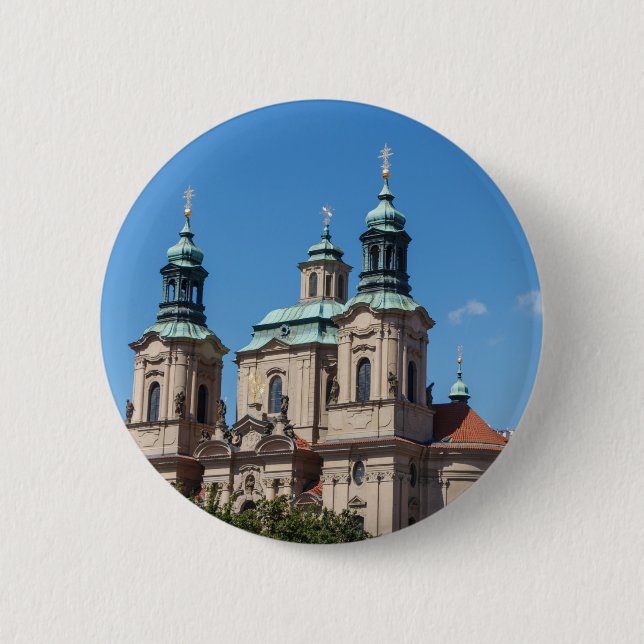 Badge Rond 5 Cm Eglise Saint Nicolas à Prague (Devant)