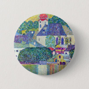 Badge Rond 5 Cm Eglise St Wolfgang par Gustav Klimt, Art Victorien