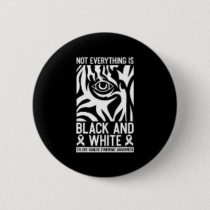Badge Rond 5 Cm Ehlers En Ruban Noir Et Blanc Danlos Zebra Rheumat