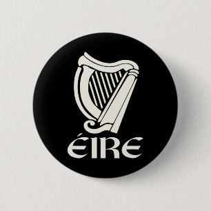 Badge Rond 5 Cm Eire Gaelic Irlande Eireann Irish Pride Harp St Pa