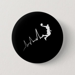 Badge Rond 5 Cm EKG fréquence du joueur de basketball heartbeat du