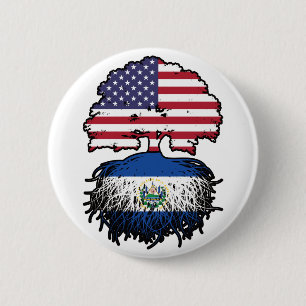 Badge Rond 5 Cm El Salvador Salvadorien Américain USA Racines d'Ar