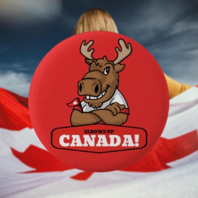 Badge Rond 5 Cm Elbows Up Canada! Bouton Destin Destin D'Oie Drôle (Créateur téléchargé)