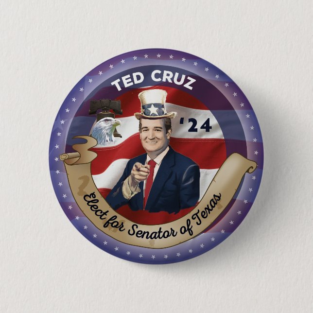 Badge Rond 5 Cm Elect Ted Cruz pour Sénateur du Texas (Devant)