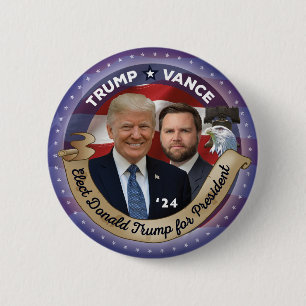 Badge Rond 5 Cm Elect Trump et Vance en 2024