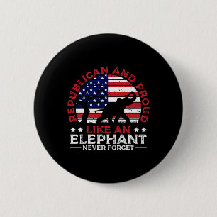 Badge Rond 5 Cm Électeur républicain et fier éléphant Drapeau amér