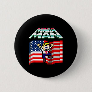 Badge Rond 5 Cm Élection 2024 Drapeau Américain Mega Man drôle Pré