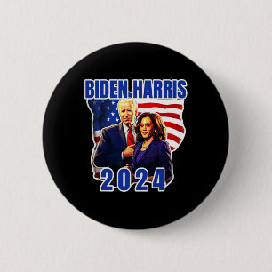 Badge Rond 5 Cm Élection 2024 du drapeau américain Biden Harris