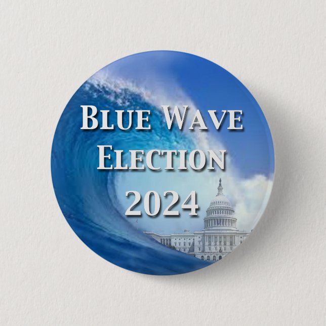 Badge Rond 5 Cm Élection Blue Wave 2024 (Devant)