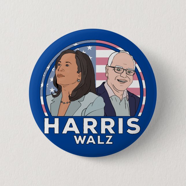 Badge Rond 5 Cm Élection de Harris Walz (Devant)