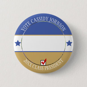 Badge Rond 5 Cm Élection de l'école Blue & Gold - Voix du corps ét