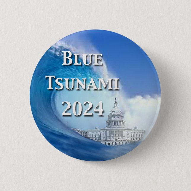 Badge Rond 5 Cm Élection du tsunami bleu 2024 (Devant)