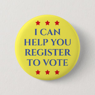 Badge Rond 5 Cm Élection   Je Peux Vous Aider À Vous Inscrire Pour