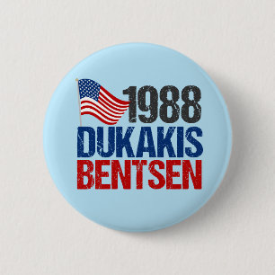 Badge Rond 5 Cm Élection rétro Dukakis Bentsen 1988