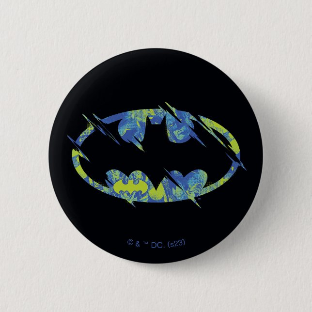 Badge Rond 5 Cm Electric Up Batman Symbol (Devant)
