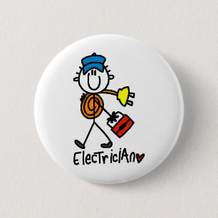 Badge Rond 5 Cm Électricien en bonhomme allumette