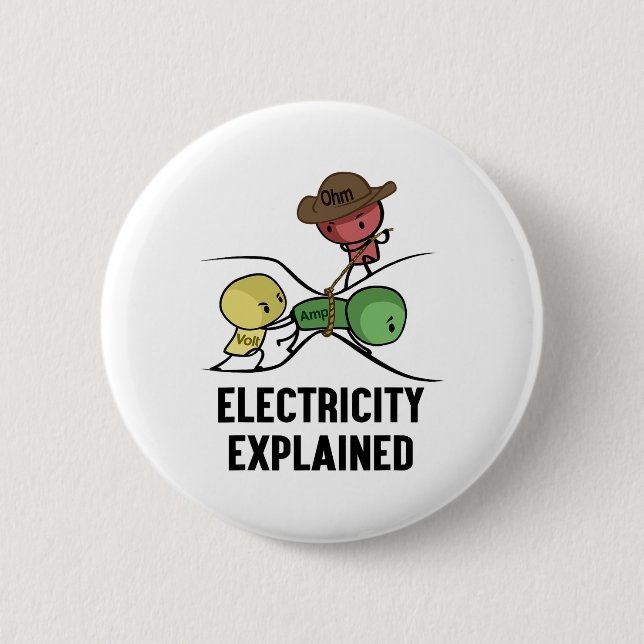 Badge Rond 5 Cm Électricité expliquée cadeau de physicien nerd I e (Devant)