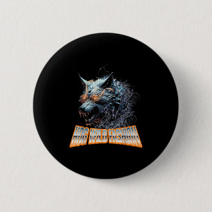 Badge Rond 5 Cm Électrifié Wolf Chaos Animal Rage Énergie