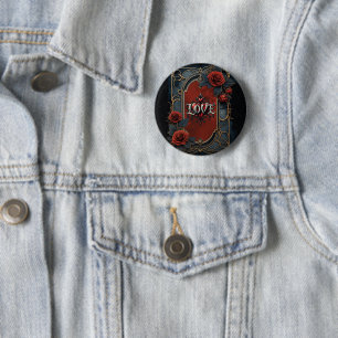 Badge Rond 5 Cm Élégance steampunk vintage roses de l'amour à engr