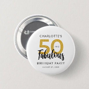 Badge Rond 5 Cm Élégant 50e anniversaire de fête Script Swag perso