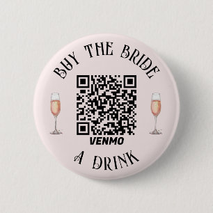 Badge Rond 5 Cm Élégant Acheter la BRIDE un verre Bouton QR