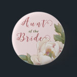 Badge Rond 5 Cm Elegant Aunt of the Bride Blush Pink Floral<br><div class="desc">The elegant Aunt of the Bride Blush Pink Floral button features a blush pink watercolor peony flower and modern script, against a subtle light pink background, adding a gentle contrast and enhancing its natural beauty and elegance. ♥ View the collection on this page to find matching products. ♥Customize it with...</div>