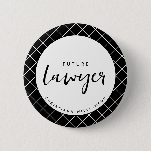 Badge Rond 5 Cm Elégant Avocat du Futur Chèque Motif Personnalisé (Devant)