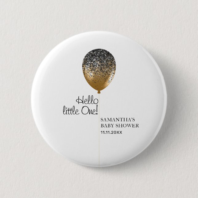 Badge Rond 5 Cm Elegant Baby Shower Gold Balloon (Devant)