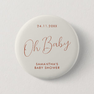 Badge Rond 5 Cm Élégant baptême bébé ivoire écriture minimaliste