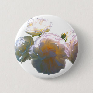 Badge Rond 5 Cm Elégant blanc pêche orange roses
