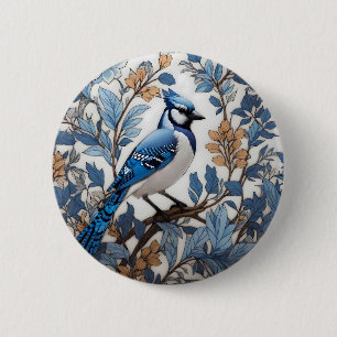 Badge Rond 5 Cm Elégant Blue Jay William Morris inspiré