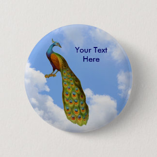 Badge Rond 5 Cm Élégant bouton animal de paon