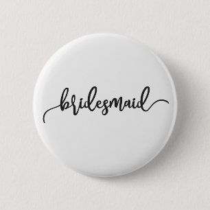 Badge Rond 5 Cm Elegant Bridesmaid Wedding Calligraphy Pin Button