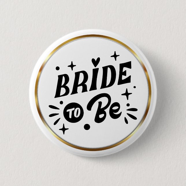 Badge Rond 5 Cm Élégant Cadre en Or Mariée à Venir Script (Devant)