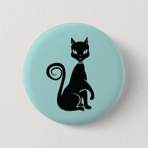Badge Rond 5 Cm Élégant chat noir