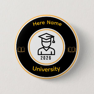 Badge Rond 5 Cm Élégant diplômé 2026 Sceau doré personnalisé