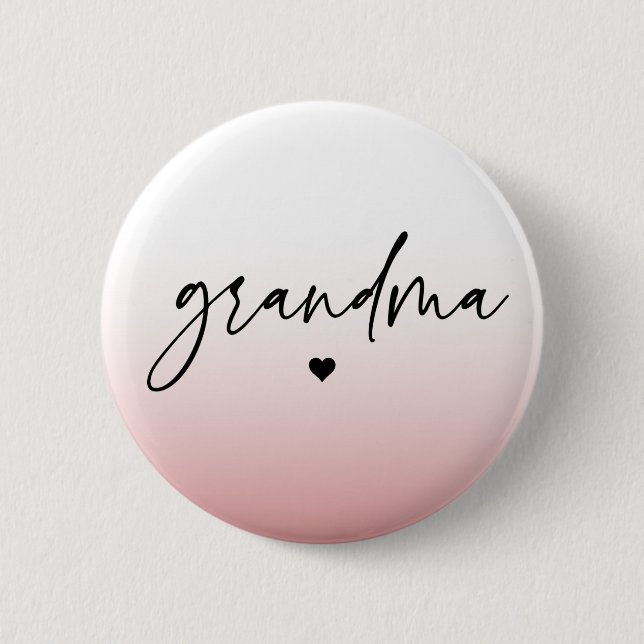 Badge Rond 5 Cm Élégant et subtil Pink Grandma Script Cadeau (Devant)