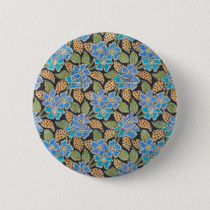 Badge Rond 5 Cm Élégant Fleur Bleu Périwinkle Floral Classic