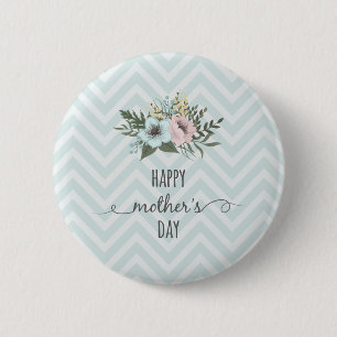 Badge Rond 5 Cm Elegant Floral Happy Mother's Day Pin Button