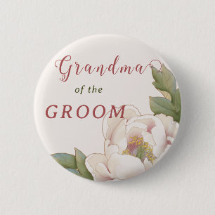 Badge Rond 5 Cm Elegant Grandma of the Groom Blush Pink Floral  Bu