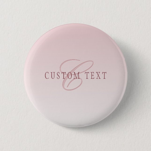 Badge Rond 5 Cm Élégant lettrage et monogramme | Rose Ombre (Devant)