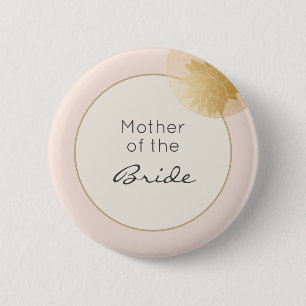 Badge Rond 5 Cm Élégant Mariage Blush or Mère de la Mariée