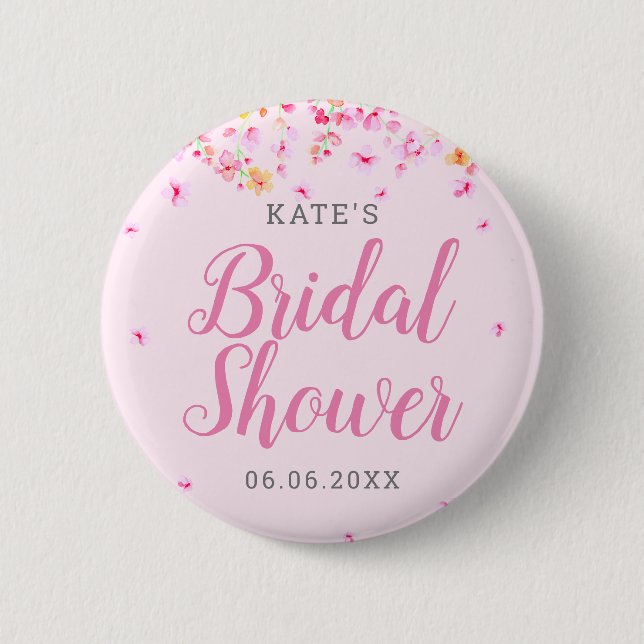 Badge Rond 5 Cm Élégant Mariage Fleur Bridal Shower (Devant)