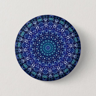 Badge Rond 5 Cm Elégant modèle Royal Blue Floral Damask