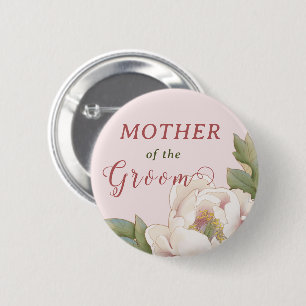 Badge Rond 5 Cm Elegant Mother of the Groom Blush Pink Floral  But