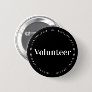 Badge Rond 5 Cm Élégant noir épingle arrière bouton de bénévolat