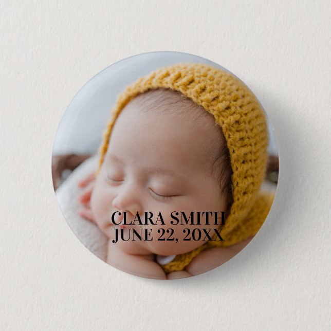 Badge Rond 5 Cm Élégant nouveau faire-part bébé (Devant)