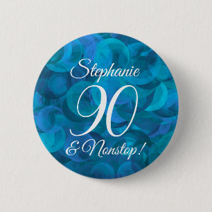 Badge Rond 5 Cm Elegant Ocean Blue 90 et soirée d'anniversaire san