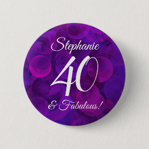 Badge Rond 5 Cm Elégant Purple 40 et Fabuleux fête d'anniversaire